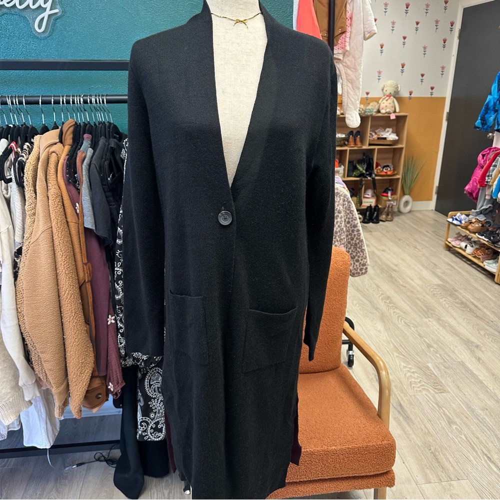 Paul Costelloe Black Long Cardigan with Pockets